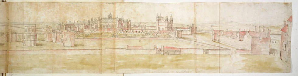 Palais de Hampton Court depuis le nord, vers 1544