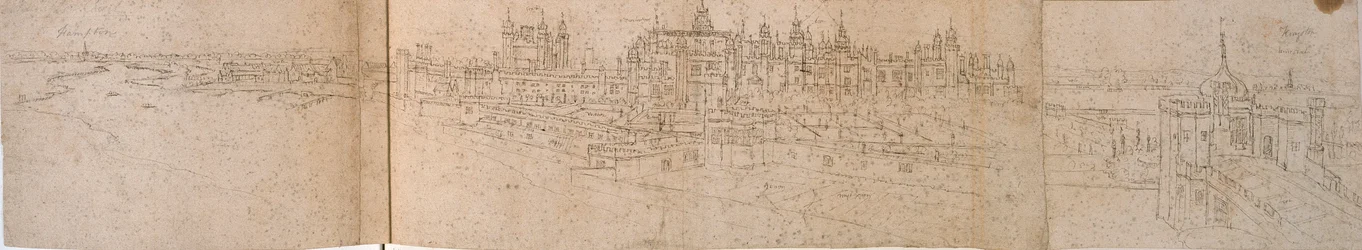 Hampton Court Palace depuis la rivière, vers 1550-1560