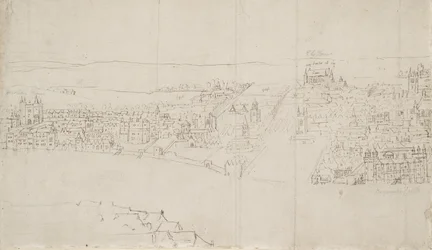 Panorama de Londres vu de Southwark : Durham House à Barnards Castle