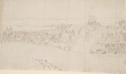 Panorama de Londres vu de Southwark : Durham House à Barnard