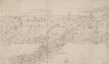 Panorama de Londres vu de Southwark : London Bridge, 1554