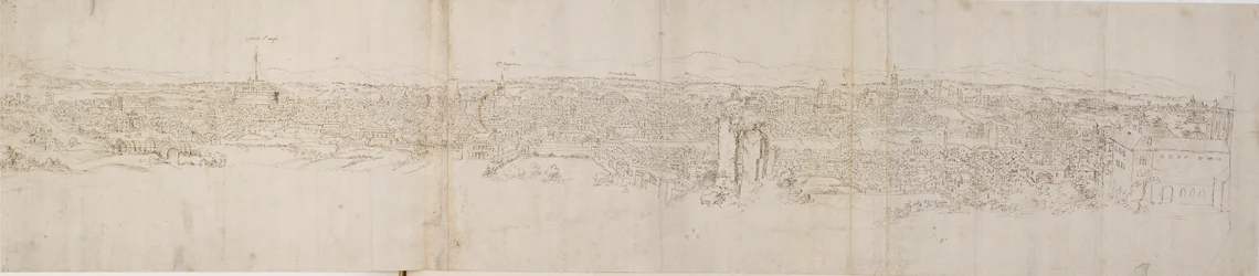 Vue panoramique de Rome depuis le mont Janicule, vers 1550