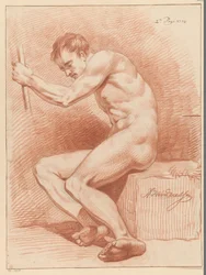 Nu masculin assis, vu de côté (2e prix 1770)