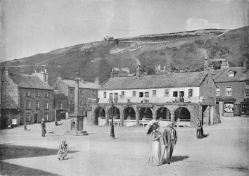 Vieilles échoppes et place du marché, Settle, c1896