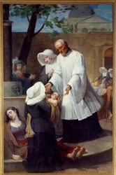 Saint Vincent de Paul (1581-1660) soignant les pestiférés