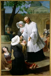 Saint Vincent de Paul aidant les pestiférés