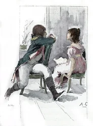 Portrait de Napoléon Bonaparte (1769-1821) avec sa fiancée Désirée Clary (1777-1860), vers avril 1795 (Portrait de Désirée Clary au moment de ses fiançailles avec Napoléon Bonaparte, avril 1795). Dessin d