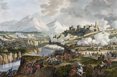 La bataille de Roveredo, 18 Fructidor, An 4 (septembre 1796) gravée par Jean Duplessi-Bertaux (1747-1819)