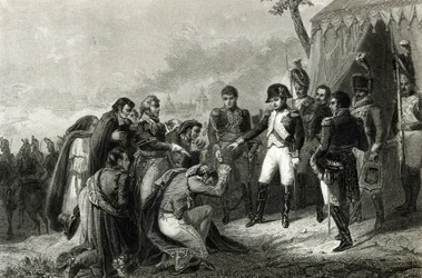 Les Espagnols vaincus prosternés devant Napoléon avant son entrée à Madrid, décembre 1808