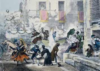 Lancer de confettis pendant le carnaval à Rome