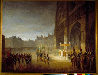 La Bénédiction des Drapeaux sur la Place de la Cathédrale Notre-Dame de Paris en 1804