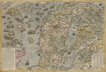Carte de la mer (Carta marina) par Olaus Magnus (1490-1557)