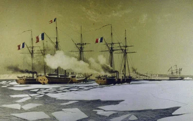 Brise-glace dans le Liman du Dniepr pour le passage des batteries flottantes, 1855-1856