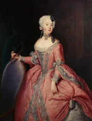Portrait de Luise Ulrike Prinzessin von Preußen (1720-1782) avec un masque à la main