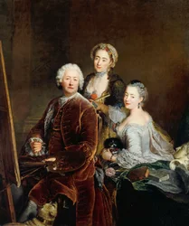 Autoportrait avec les filles Henriette Royard et Marie de Rège devant le chevalet