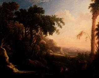 Pan et Syrinx dans un paysage arcadien