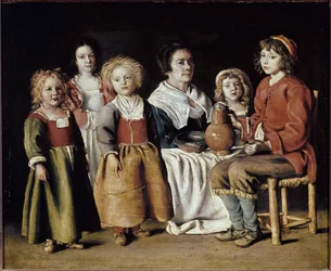 Une femme avec cinq enfants
