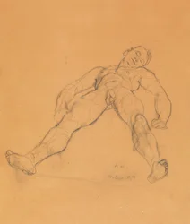 Anton Kolig Nu masculin couché