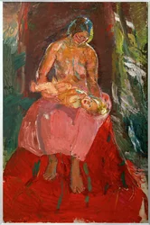 Mère et enfant (huile sur toile)