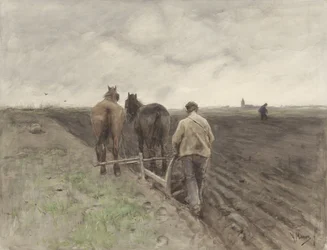 Fermier derrière la charrue