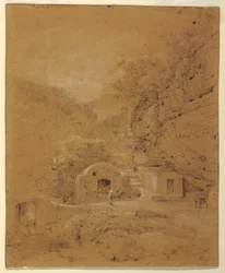 Dessin, Vue de paysage entre Naples et Salerne, 1820-30
