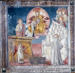 Vie de Sainte Francesca Romana : 1er mars 1433, Francesca dans une vision est prise par la Mère de Dieu sous son manteau