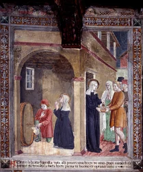 Vie de Sainte Francesca Romana : Un tonneau de vin utilisé par la sainte pour les pauvres est trouvé miraculeusement plein