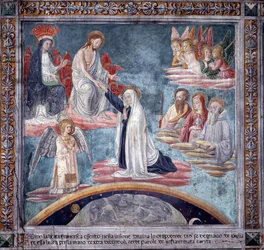 Vie de Sainte Francesca Romana : Pendant une extase, le Divin Rédempteur prend Francesca par la main droite