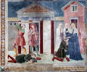 Vie de Sainte Francesca Romana : La sainte guérit un homme battu à mort par ses ennemis