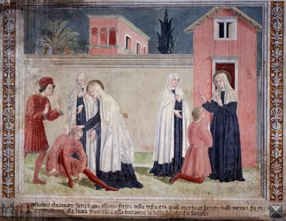 Vie de Sainte Francesca Romana : La sainte guérit un homme blessé à la tête