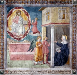 Vie de Sainte Francesca Romana : Le fils de la sainte, tué par la peste bubonique, lui apparaît avec un ange