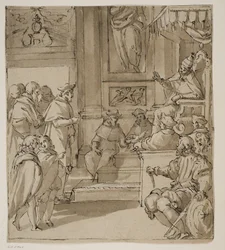 Un cardinal de la famille Barbarigo reçu en audience par le pape. Étude pour une fresque à la Villa Barbarigo, Noventa Vicentina