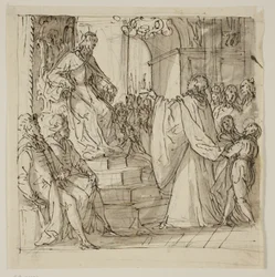 Un ambassadeur de la famille Barbarigo reçu en audience par un roi. Étude pour une fresque à la Villa Barbarigo, Noventa Vicentina