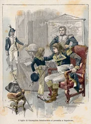 le jeune Eugène de Beauharnais (1781-1824), fils de Joséphine devant Napoléon