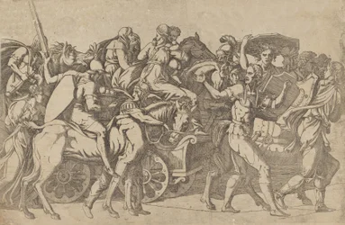 Une armée romaine en marche - Convoi de troupes, 1540-45