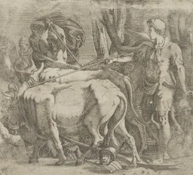 Cadmus labourant le champ où il a semé les dents du dragon