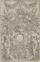 Ornement avec un petit ovale vide, 1540-45