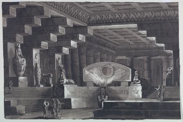 Décor de scène, intérieur du temple égyptien
