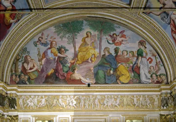 La Galerie des Glaces, Apollon et les Muses (fresque)