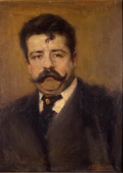 Portrait de Ruggero Leoncavallo. Compositeur italien (1858 - 1919) Peinture d