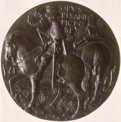 Médaille portrait, revers représentant Gianfrancesco Gonzaga à cheval