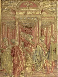 Zacharie quittant le Temple, tapisserie représentant des scènes de la vie de Saint Jean-Baptiste