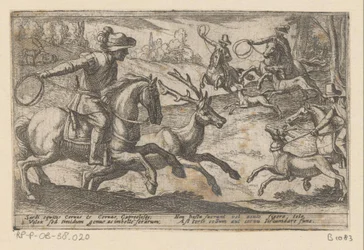 Chasseurs attrapant des cerfs avec des cordes