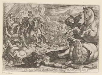 Josué paralyse les chevaux et brûle les chars des peuples (Iosue absoluto bello crura hostium equis amputat, currus comburit, Scènes de l