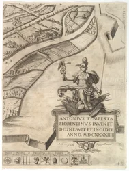 Plan de la Ville de Rome. Partie 12 avec la Bordure Sud-Ouest de la Ville et une Grande Car..., 1645