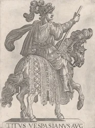 Titus Vespasien à cheval face à droite de la série 