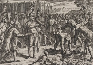 Planche 7 : Envoyés allemands visitant Civilis, de La Guerre des Romains contre les Bataves R...