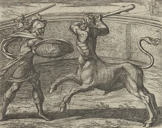 Thésée et le Minotaure Minotaurum Theseus vincit, des Métamorphoses, publié après 1606