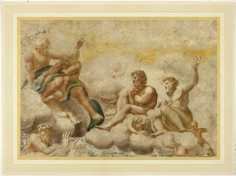Saint Pierre et autres apôtres assis, avec Saint Jean l