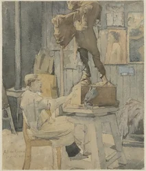 Jan Toorop dans un atelier de sculpteur